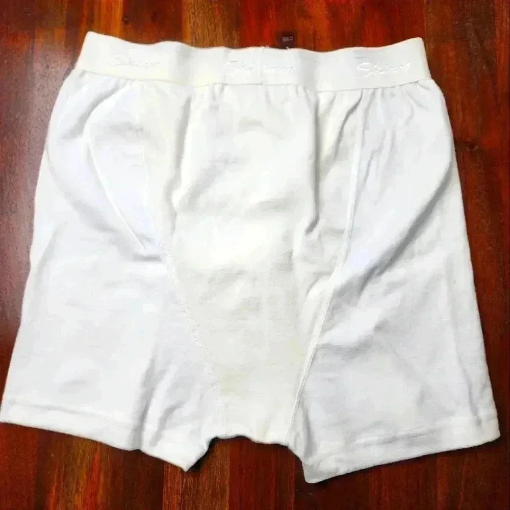 NWT Skiny boxer briefs in white vintage button fly 100% cotton. Large